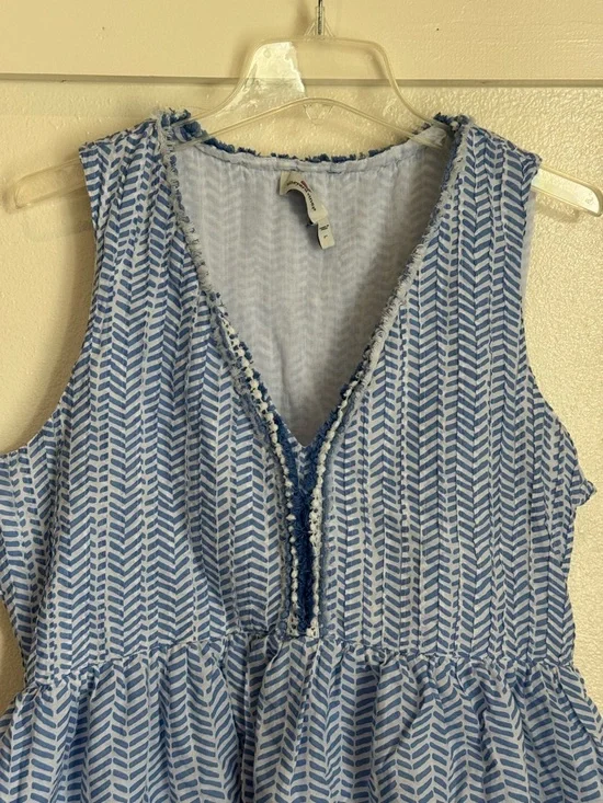 Vineyard Vines Blue Cotton Mini Dress Sleeveless Fit & Flare Summer Size L - Picture 3 of 9